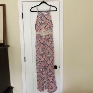 SOLD Maxi Floral & Crocheted Dress